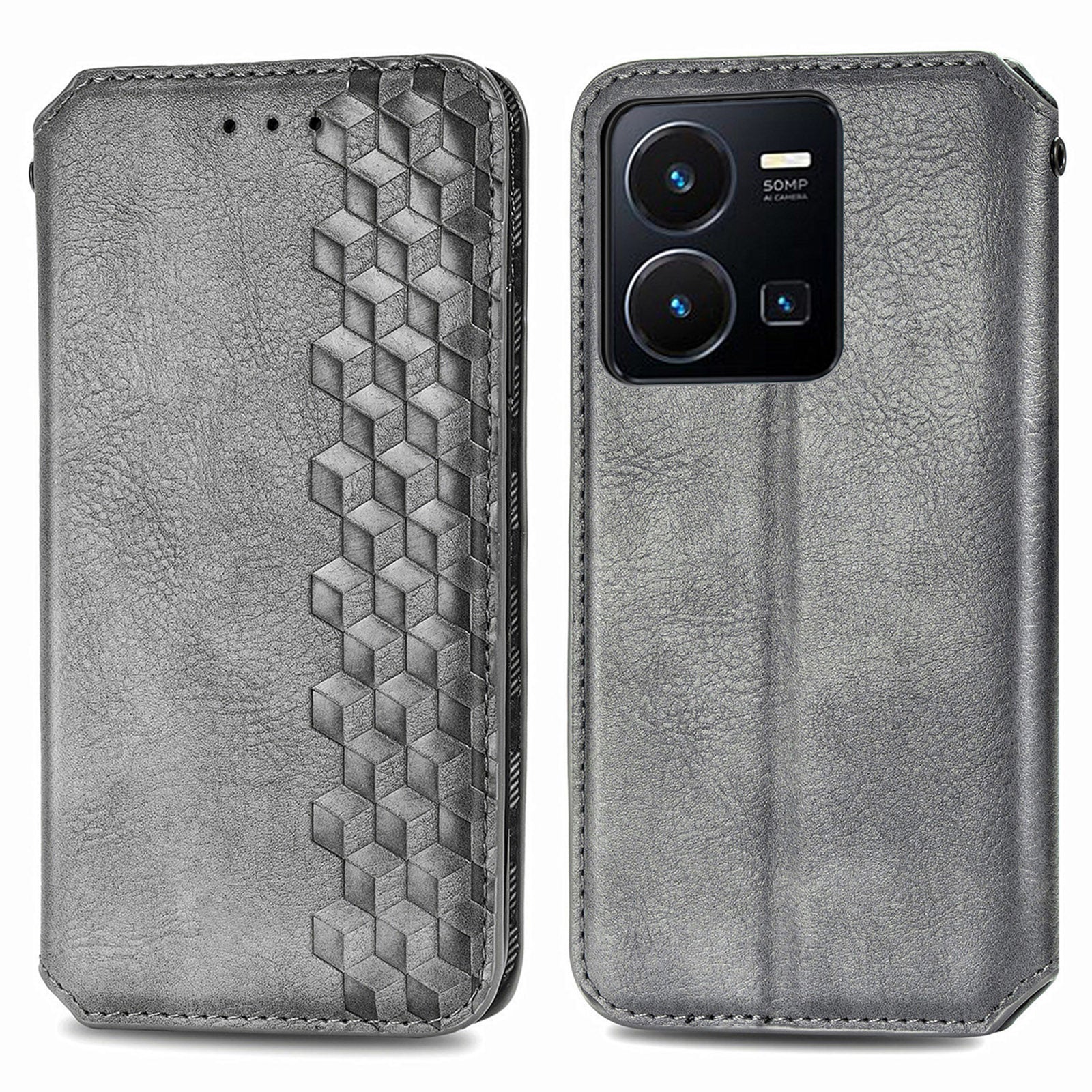 Cell Phone Cover For vivo Y35 4G (2022) Magnetic Imprinted Rhombus PU Leather Phone Case with Stand Wallet Cell Phone Cover For vivo Y35 4G (2022) Magnetic Imprinted Rhombus PU Leather Phone Case with Stand Wallet